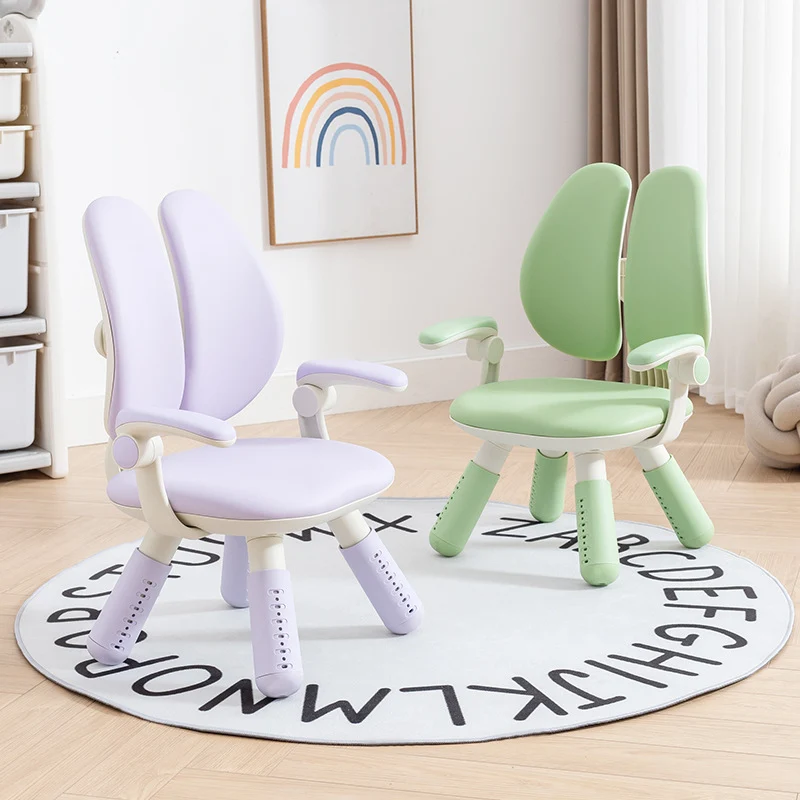 Contemporary Creative Square PU Leather PP Height-Adjustable Backrest Armrest Kids Chair For Living Room & Bedroom