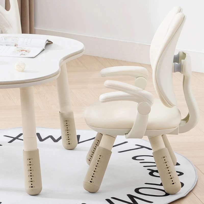 Contemporary Creative Square PU Leather PP Height-Adjustable Backrest Armrest Kids Chair For Living Room & Bedroom