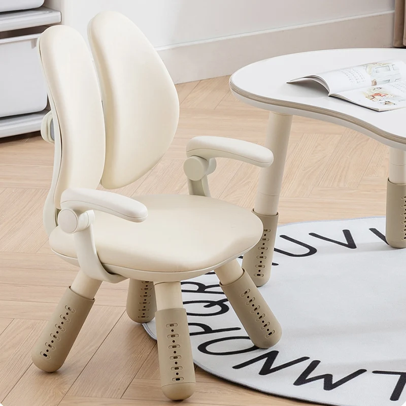 Contemporary Creative Square PU Leather PP Height-Adjustable Backrest Armrest Kids Chair For Living Room & Bedroom