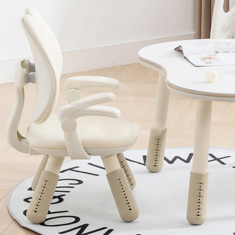 Contemporary Creative Square PU Leather PP Height-Adjustable Backrest Armrest Kids Chair For Living Room & Bedroom
