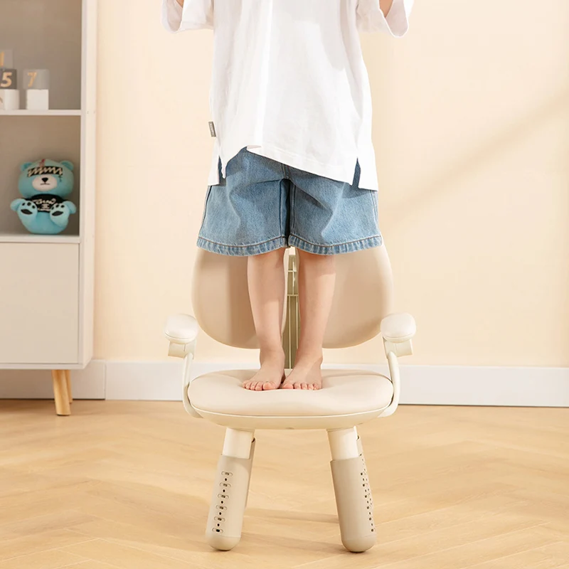 Contemporary Creative Square PU Leather PP Height-Adjustable Backrest Armrest Kids Chair For Living Room & Bedroom