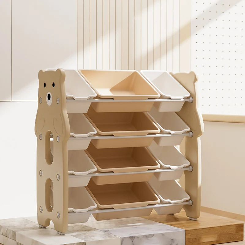 Contemporary Creative Rectangular HDPE Iron PE Storage Shelf 3/4-Tier For Living Room & Bedroom