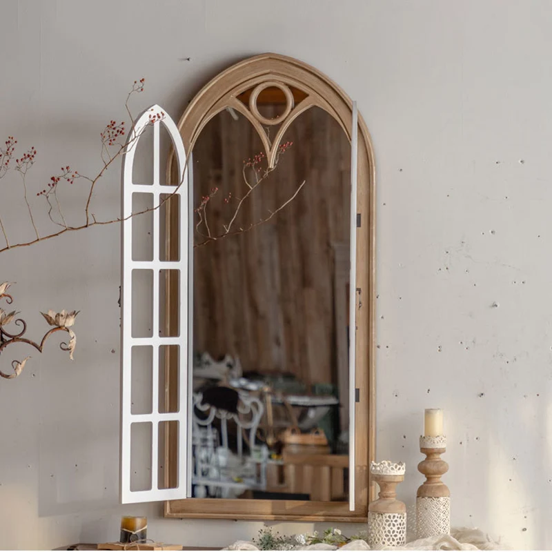 Traditional Farmhouse Rectangular Cedar Medium-Density Fiberboard Glass Decorative Full-Length Mirror For Living Room & Entryways