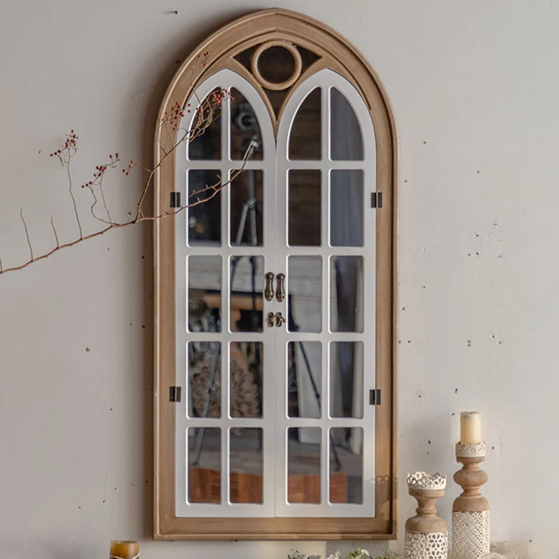 Traditional Farmhouse Rectangular Cedar Medium-Density Fiberboard Glass Decorative Full-Length Mirror For Living Room & Entryways