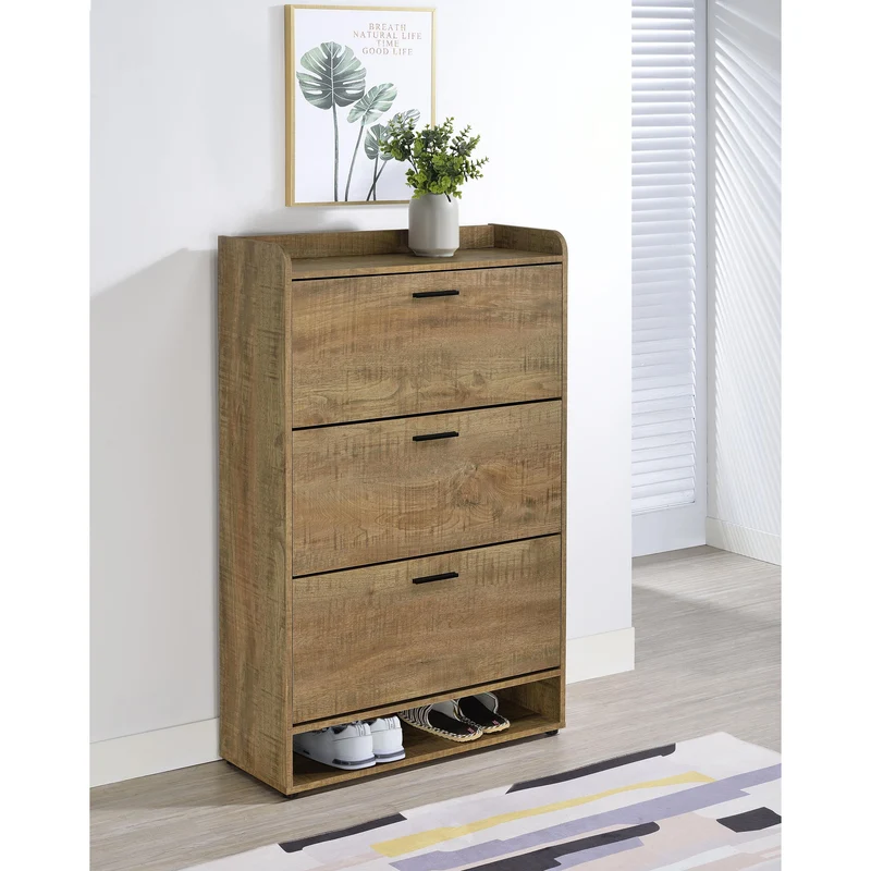 Coaster Furniture Denia 950425 3-tier Engineered Wood Shoe Cabinet - Mango