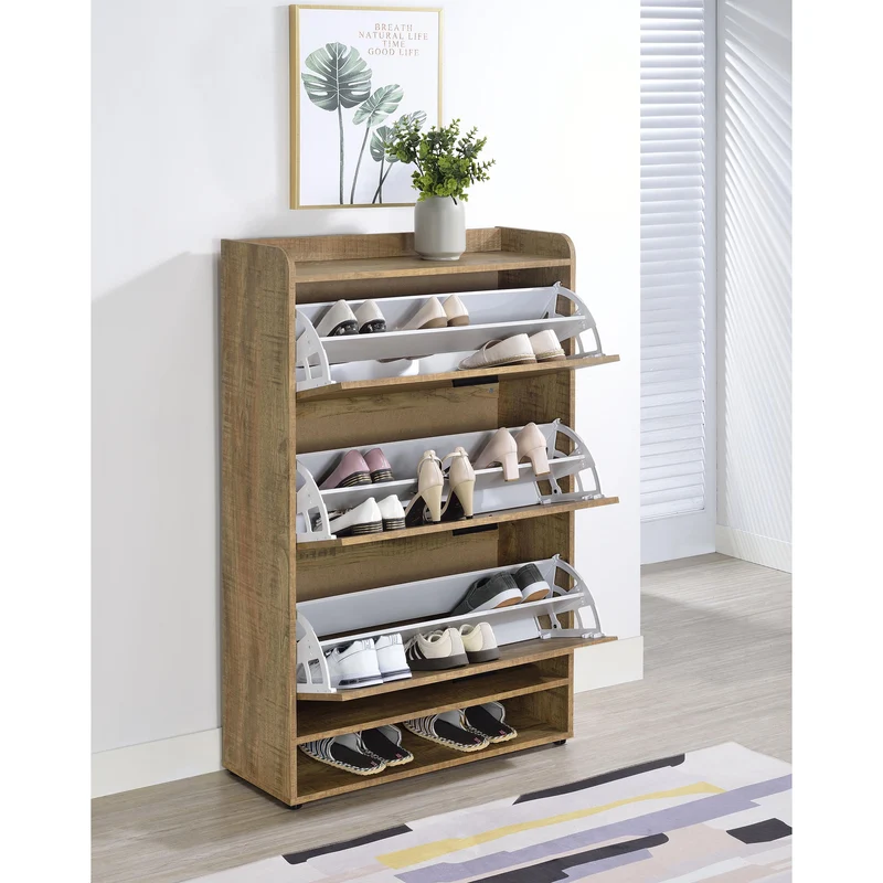 Coaster Furniture Denia 950425 3-tier Engineered Wood Shoe Cabinet - Mango