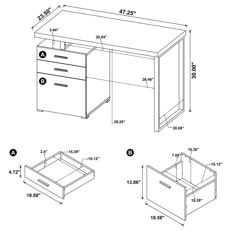 Coaster Furniture Brennan 800787 47-inch 3-drawer Office Computer Desk - Mango