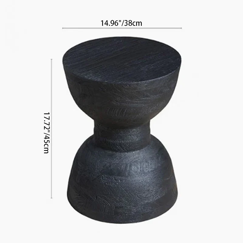 Contemporary Scandinavian Round Side Table: Hourglass Design - Art Deco Black End Table For Living Room