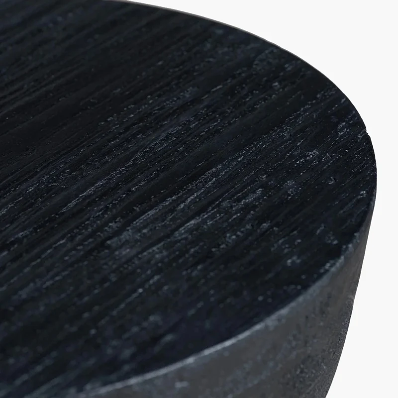 Contemporary Scandinavian Round Side Table: Hourglass Design - Art Deco Black End Table For Living Room