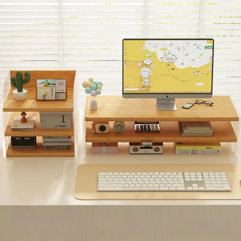 Modern Minimalist Rectangular Medium-Density Fiberboard Acrylic Desktop Storage Shelf 1/2/3-Tier For Study & Bedroom