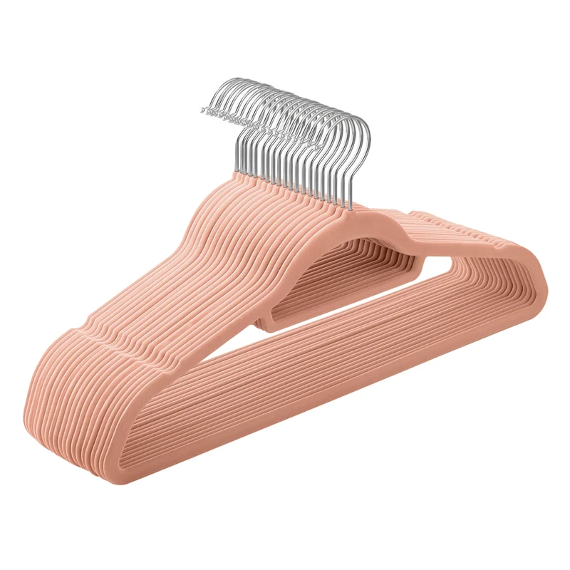 Percha de Terciopelo Antideslizantes con Barra Corbata y Gancho Giratorio 360°