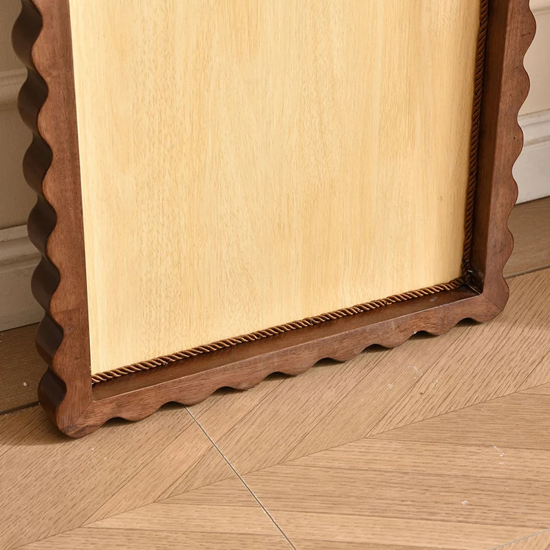 Traditional Vintage Rectangular Rubberwood Plywood Glass Accent Full-Length Mirror For Entryways