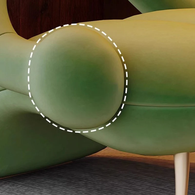 Traditional French Matte Velvet Sherpa Fabric Iron Curved Accent Chair With Backrest For Living Room