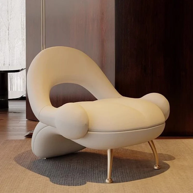 Traditional French Matte Velvet Sherpa Fabric Iron Curved Accent Chair With Backrest For Living Room