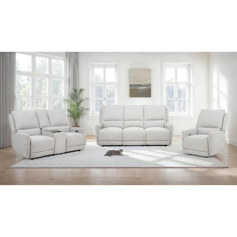 Coaster Furniture Sylmar 610521P Chenille Upholstered Power Reclining Sofa - Dove Grey