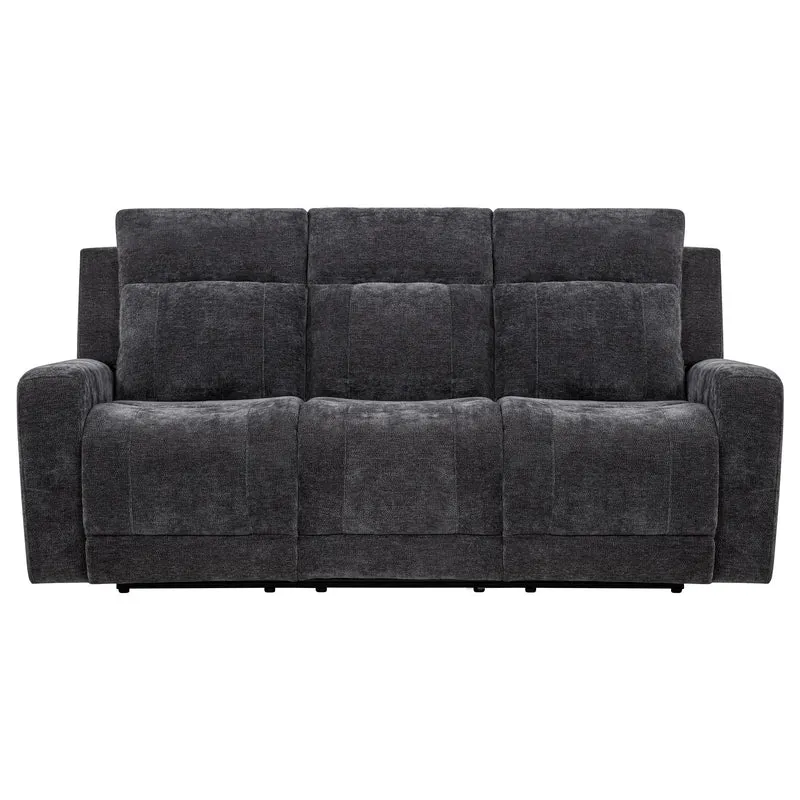 Coaster Furniture Kennett 610154P Chenille Upholstered Power Reclining Sofa - Dark Grey