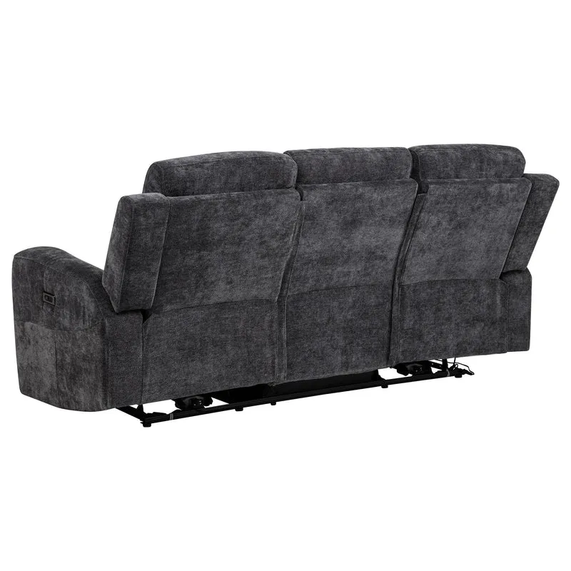 Coaster Furniture Kennett 610154P Chenille Upholstered Power Reclining Sofa - Dark Grey