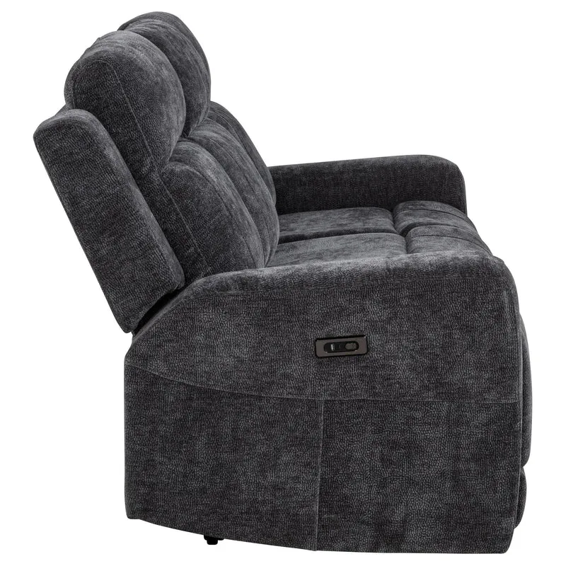 Coaster Furniture Kennett 610154P Chenille Upholstered Power Reclining Sofa - Dark Grey