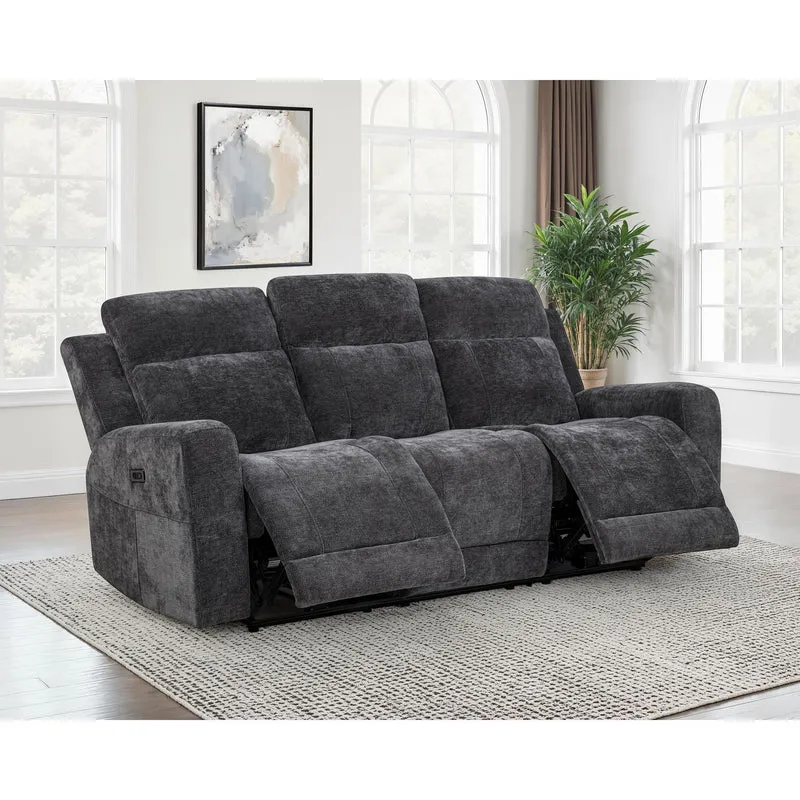 Coaster Furniture Kennett 610154P Chenille Upholstered Power Reclining Sofa - Dark Grey