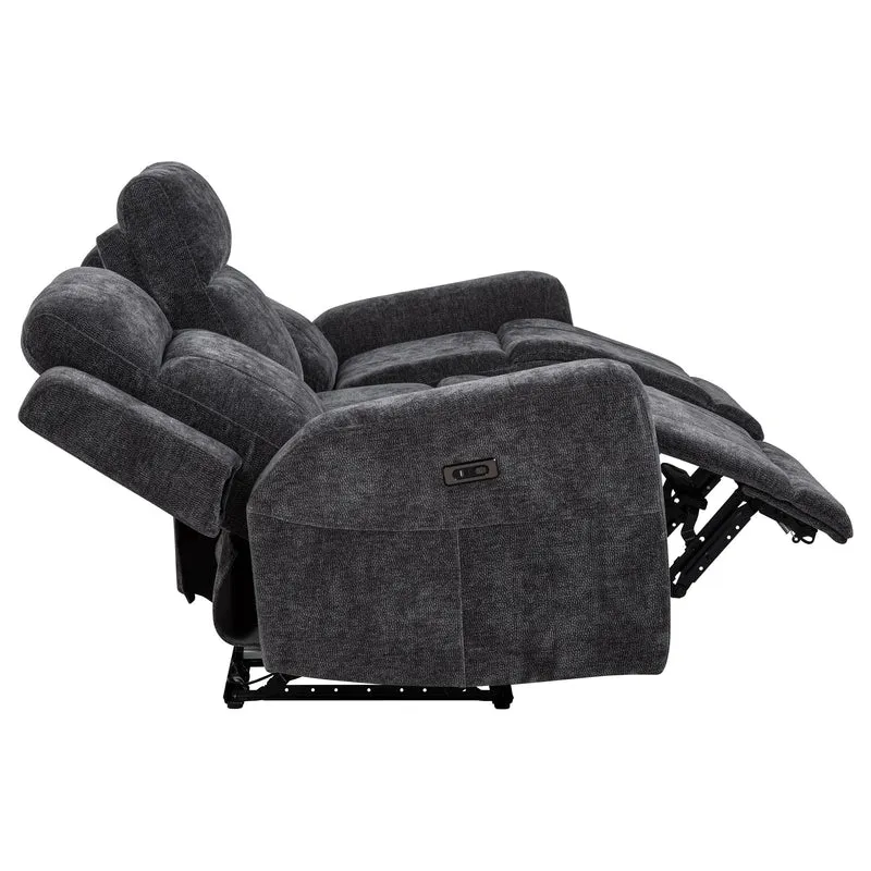 Coaster Furniture Kennett 610154P Chenille Upholstered Power Reclining Sofa - Dark Grey