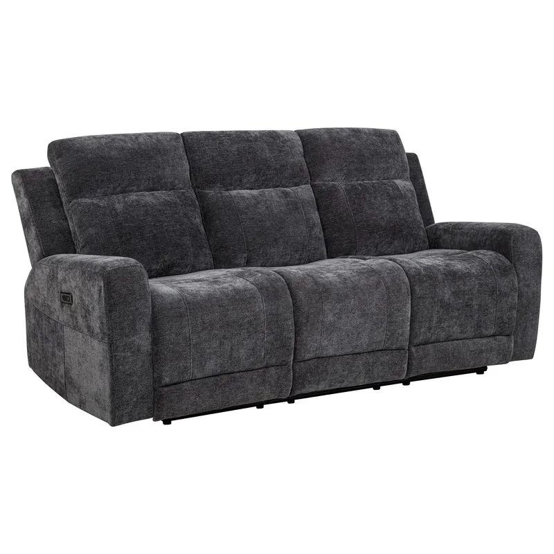 Coaster Furniture Kennett 610154P Chenille Upholstered Power Reclining Sofa - Dark Grey