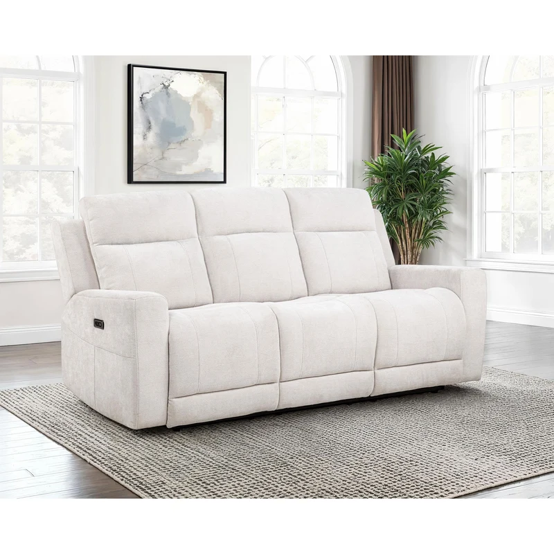 Coaster Furniture Kennett 610151P Chenille Upholstered Power Reclining Sofa - Ivory