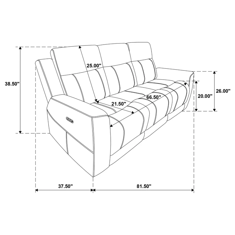 Coaster Furniture Kennett 610151P Chenille Upholstered Power Reclining Sofa - Ivory