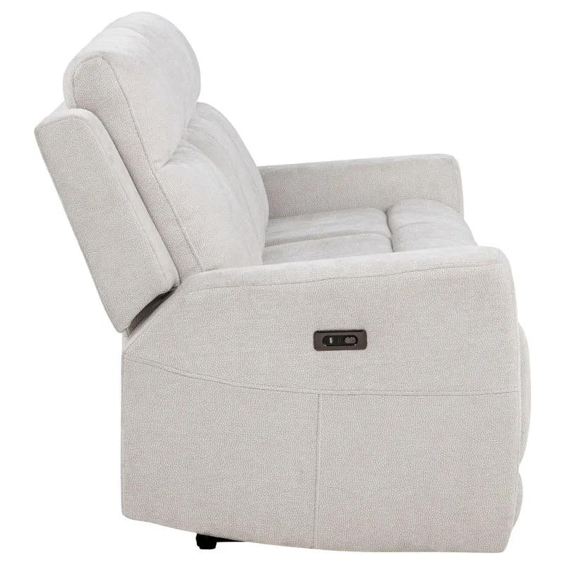 Coaster Furniture Kennett 610151P Chenille Upholstered Power Reclining Sofa - Ivory
