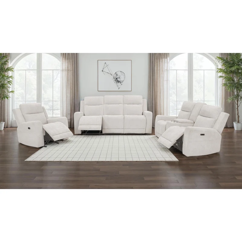 Coaster Furniture Kennett 610151P Chenille Upholstered Power Reclining Sofa - Ivory