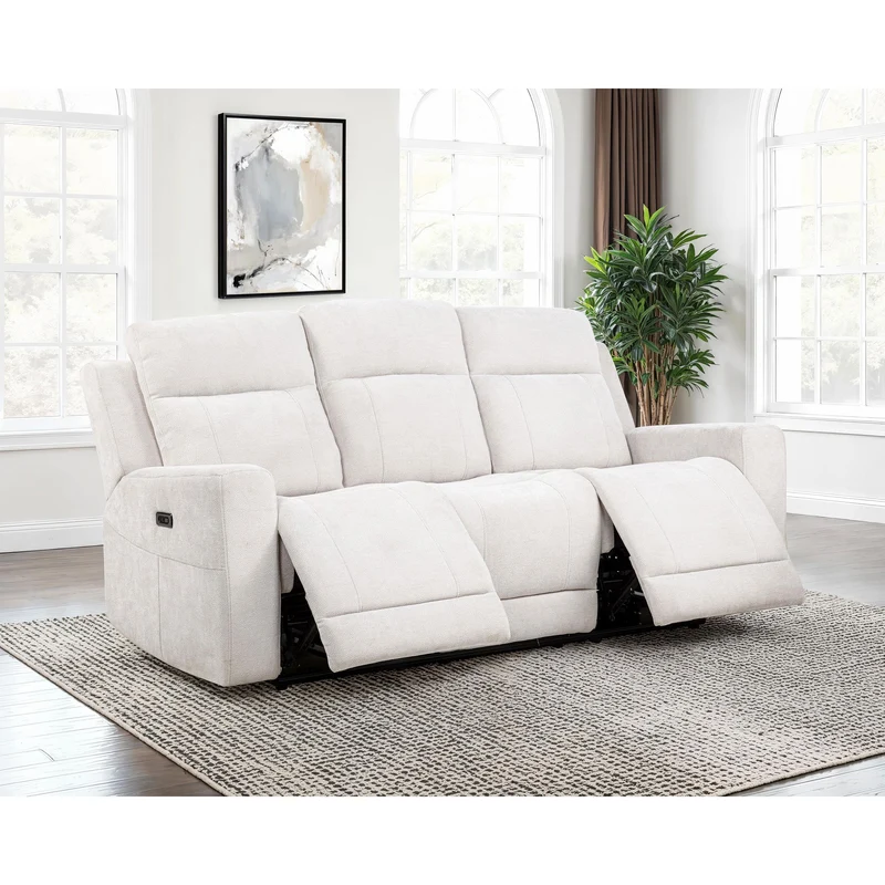 Coaster Furniture Kennett 610151P Chenille Upholstered Power Reclining Sofa - Ivory