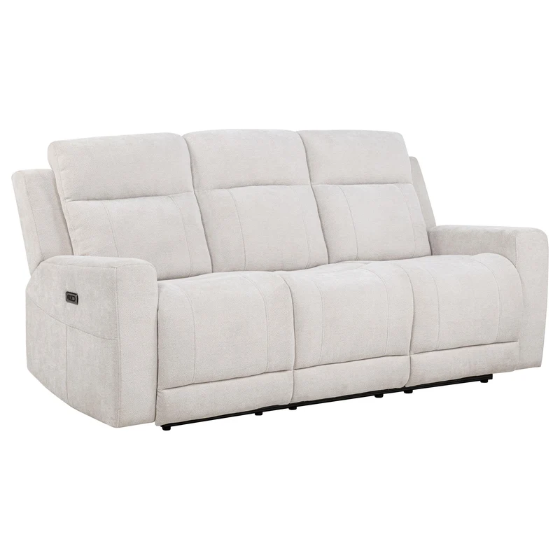 Coaster Furniture Kennett 610151P Chenille Upholstered Power Reclining Sofa - Ivory
