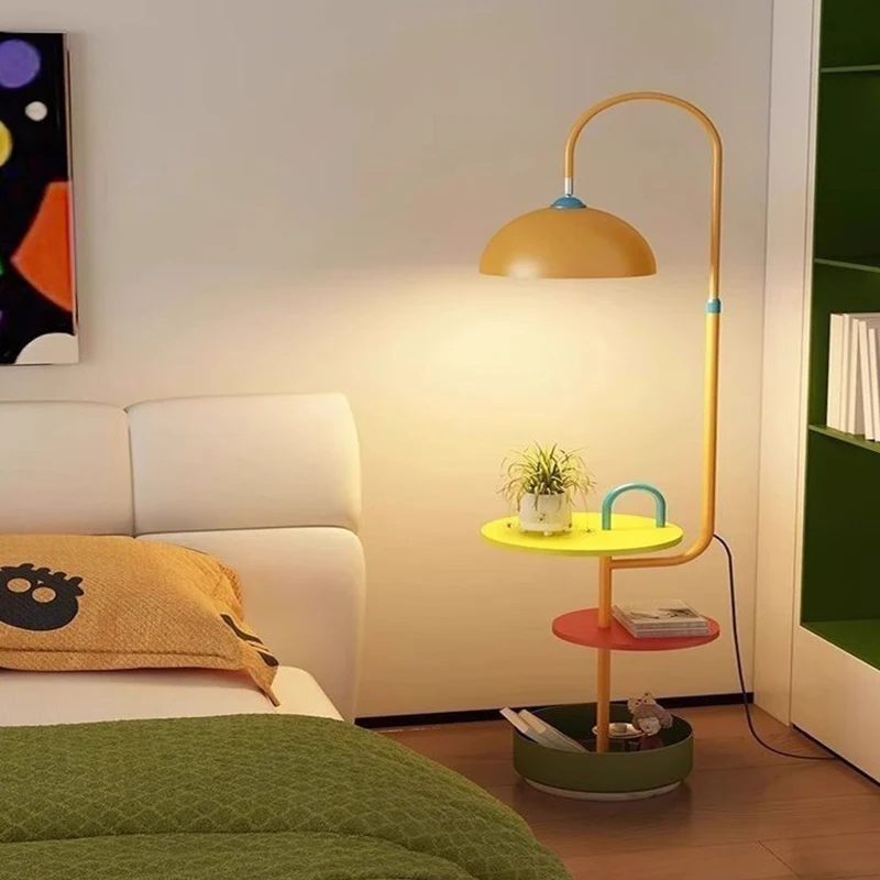 Contemporary Creative Dome Shade Iron Marble 1-Light Standing Floor Lamp With 2/3-Tier Storage For Living Room & Bedroom