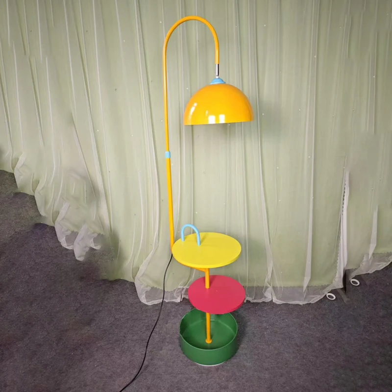 Contemporary Creative Dome Shade Iron Marble 1-Light Standing Floor Lamp With 2/3-Tier Storage For Living Room & Bedroom