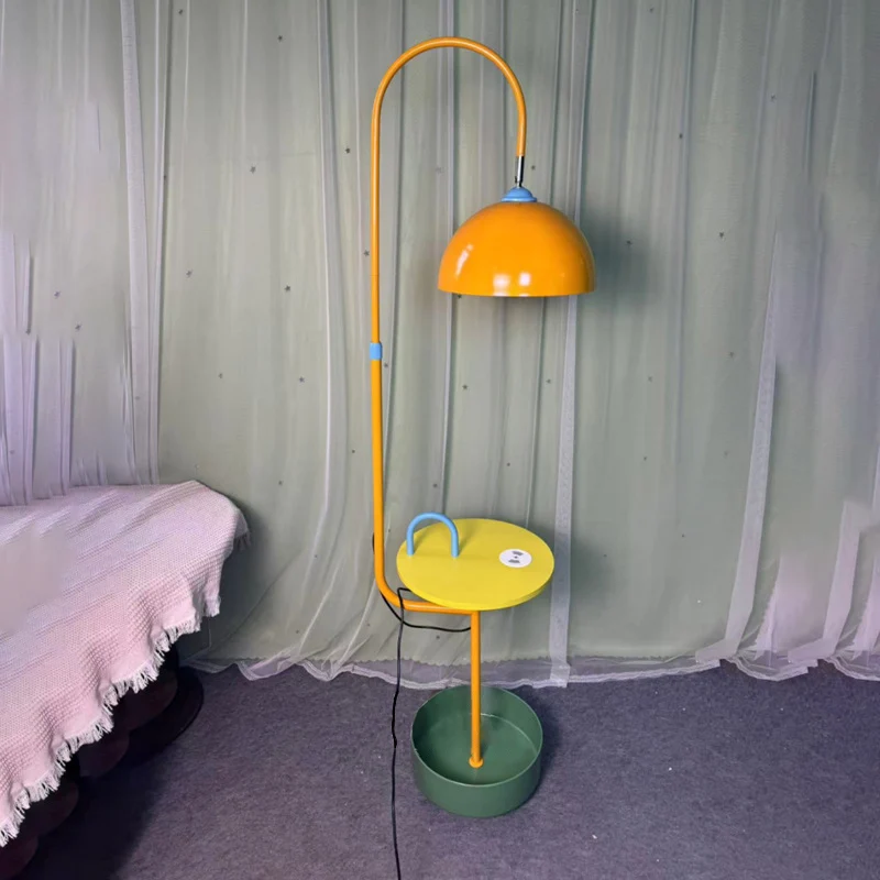 Contemporary Creative Dome Shade Iron Marble 1-Light Standing Floor Lamp With 2/3-Tier Storage For Living Room & Bedroom