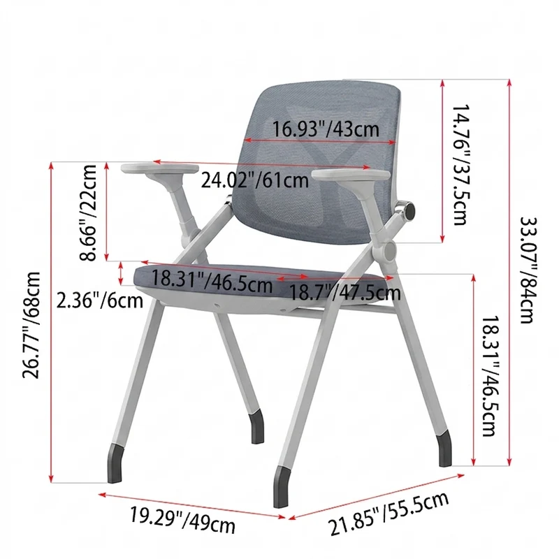 Modern PP Armrest & Mesh Back Ergonomic Folding Desk Chair - Minimalist High-Density Sponge Seat & Durable Frame For Home Office