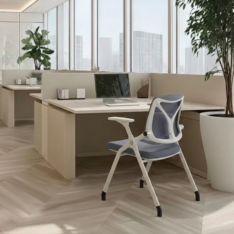 Modern PP Armrest & Mesh Back Ergonomic Folding Desk Chair - Minimalist High-Density Sponge Seat & Durable Frame For Home Office
