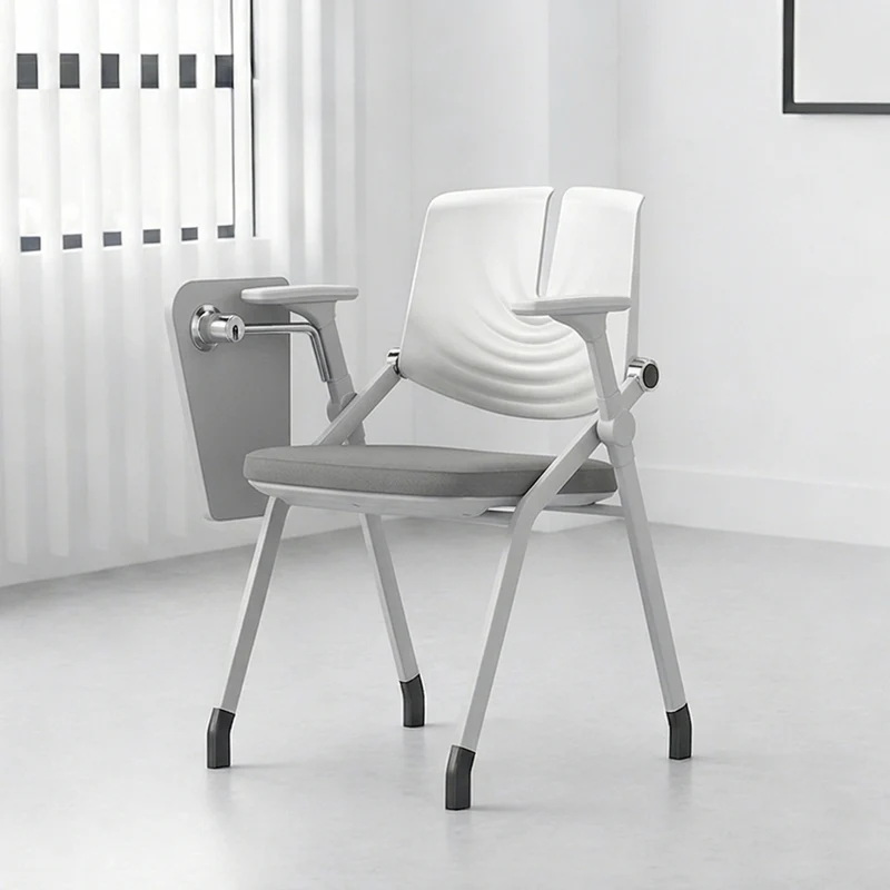 Space-Saving Foldable 180° Rotating Writing Board Desk Chair - Minimalist Silent Casters & Adjustable Armrests & Comfortable & Practical For Home Office