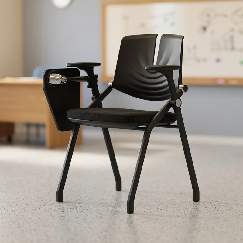 Premium High-Density Sponge Ergonomic Desk Chair - Minimalist Foldable Chair With Adjustable Armrests & Writing Board For Home Office