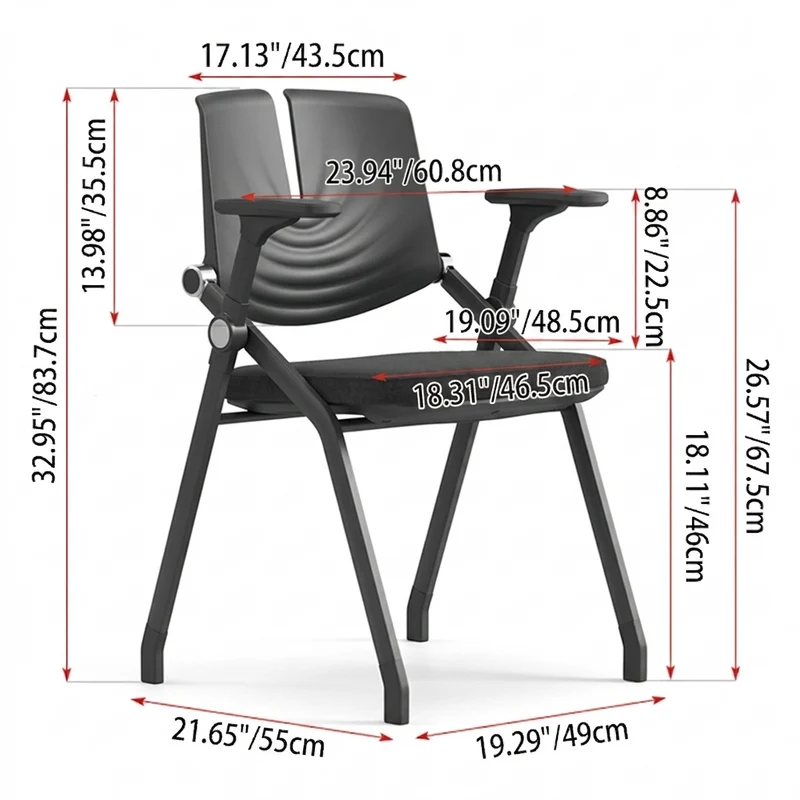 Comfort & Durability Ergonomic Foldable Desk Chair - Minimalist White Frame Chair Adjustable Backrest & Silent Casters Design For Home Office