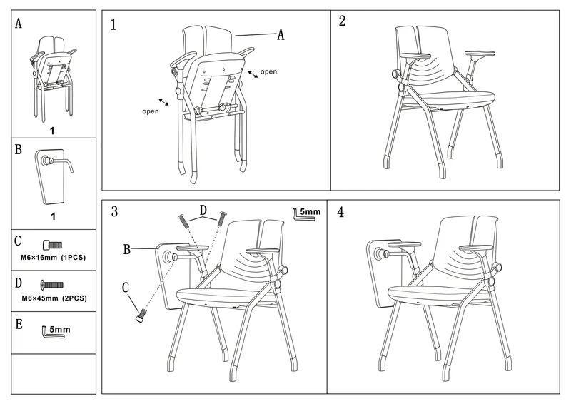 Comfort & Durability Ergonomic Foldable Desk Chair - Minimalist White Frame Chair Adjustable Backrest & Silent Casters Design For Home Office