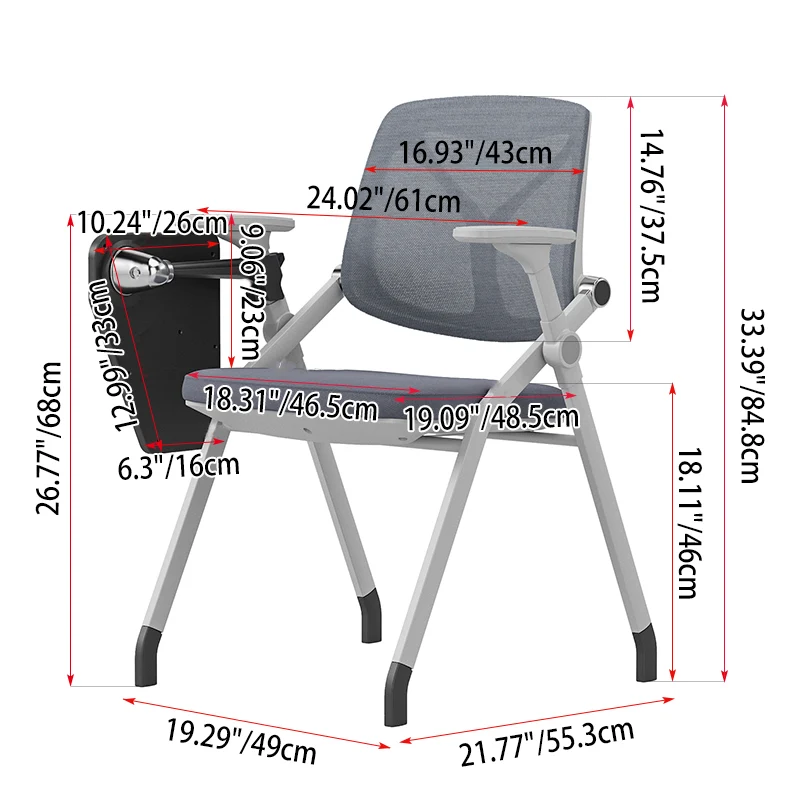 Premium Mesh Back Office Desk Chair - Minimalist Multifunctional Ergonomic Chair With Adjustable Armrests And 180° Flip Desk For Home Office