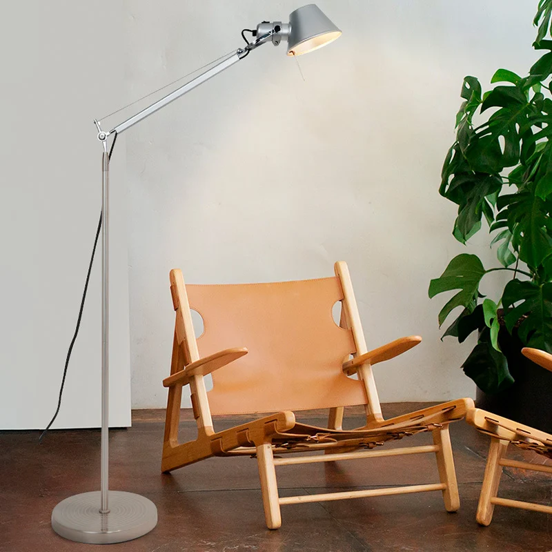 Contemporary Industrial Cylindrical Aluminum Alloy Adjustable 1-Light Standing Floor Lamp For Living Room