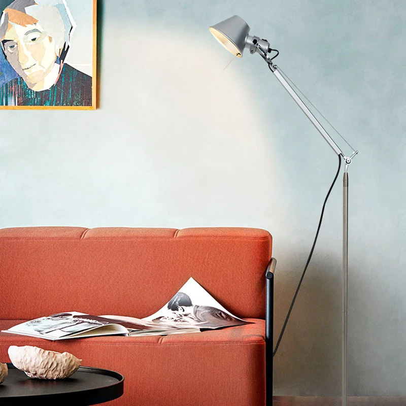 Contemporary Industrial Cylindrical Aluminum Alloy Adjustable 1-Light Standing Floor Lamp For Living Room