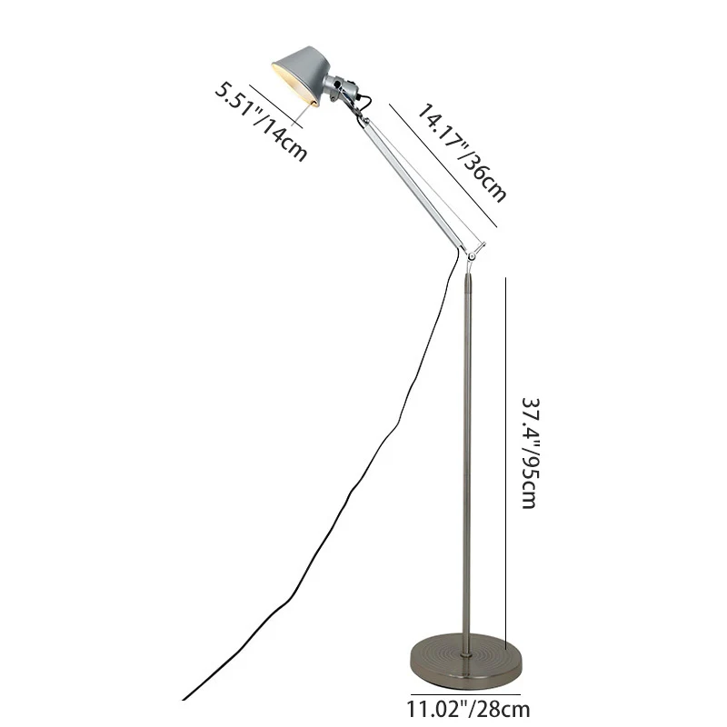 Contemporary Industrial Cylindrical Aluminum Alloy Adjustable 1-Light Standing Floor Lamp For Living Room