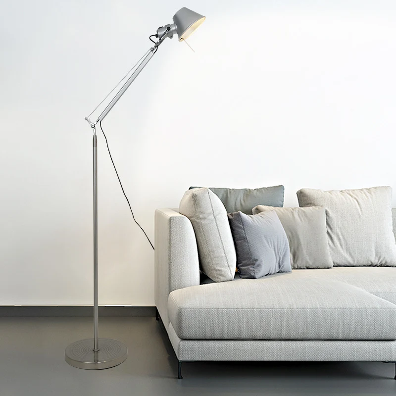Contemporary Industrial Cylindrical Aluminum Alloy Adjustable 1-Light Standing Floor Lamp For Living Room