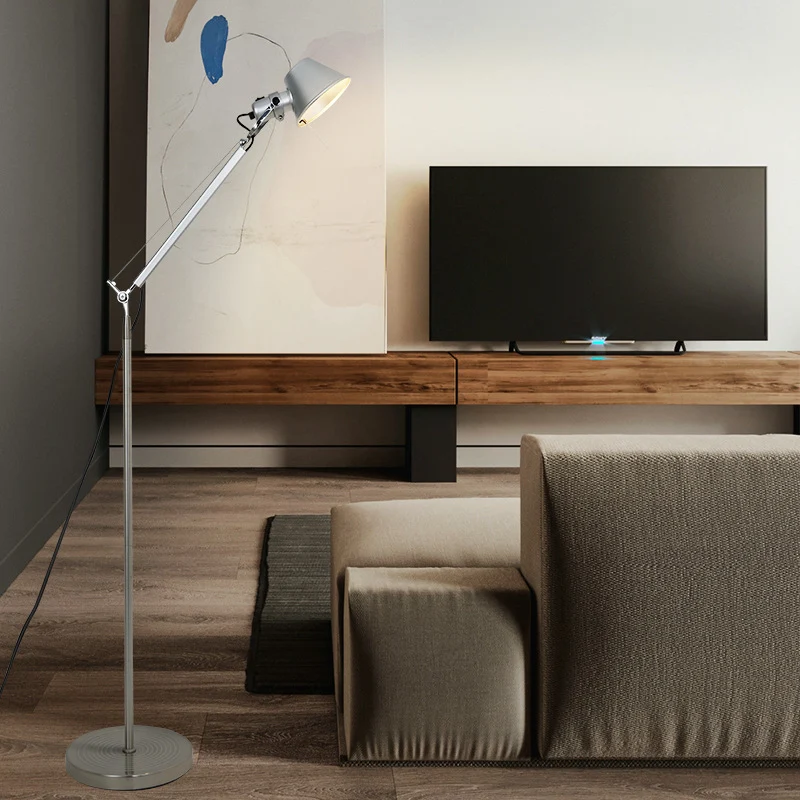 Contemporary Industrial Cylindrical Aluminum Alloy Adjustable 1-Light Standing Floor Lamp For Living Room