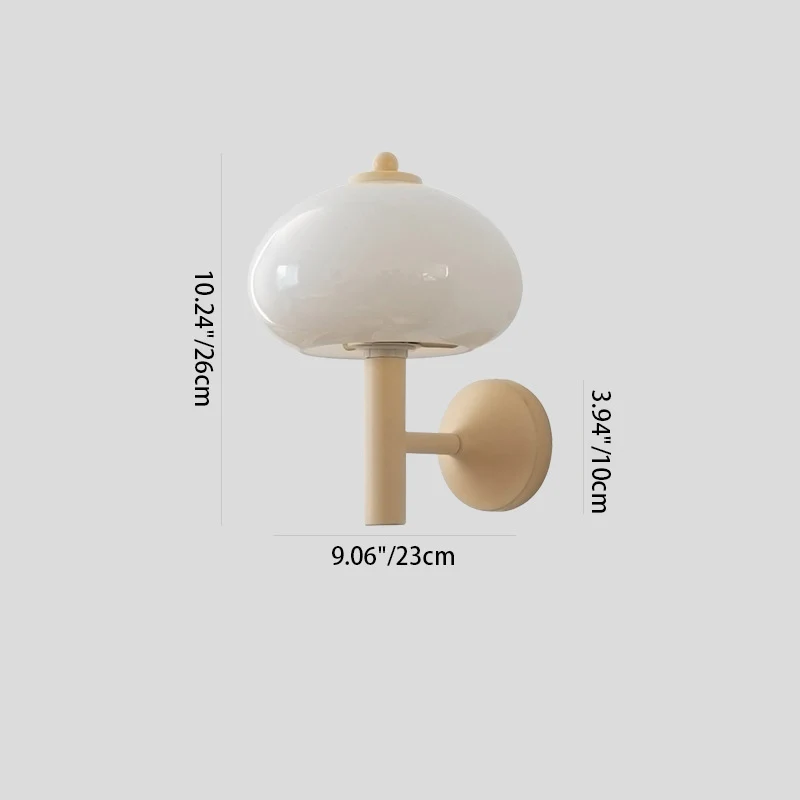 Modern Minimalist Mushroom-Shaped Glass Wrought Iron 1-light Wall Sconce Lamp For Bedroom
