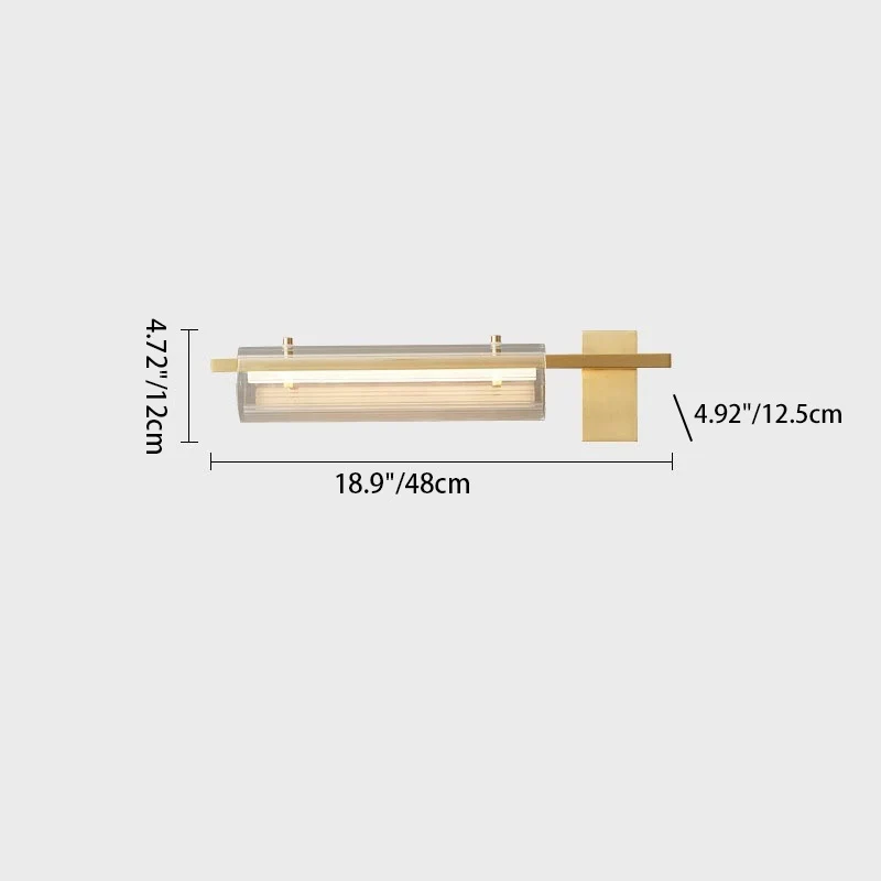 Modern Minimalist Cylinder Copper Glass LED Wall Sconce Lamp For Bedroom & Living Room