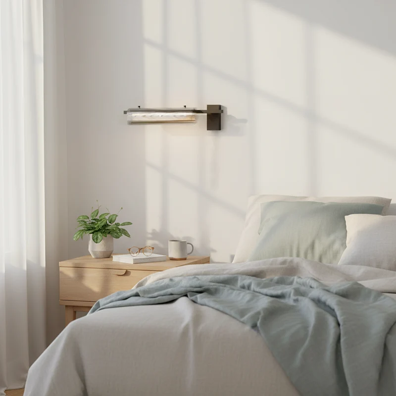 Modern Minimalist Cylinder Copper Glass LED Wall Sconce Lamp For Bedroom & Living Room