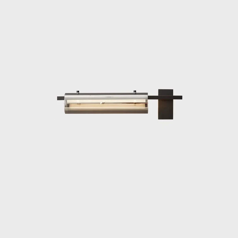 Modern Minimalist Cylinder Copper Glass LED Wall Sconce Lamp For Bedroom & Living Room